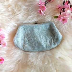 Vintage 1950s Dreamy Blue Beaded Mini Clutch